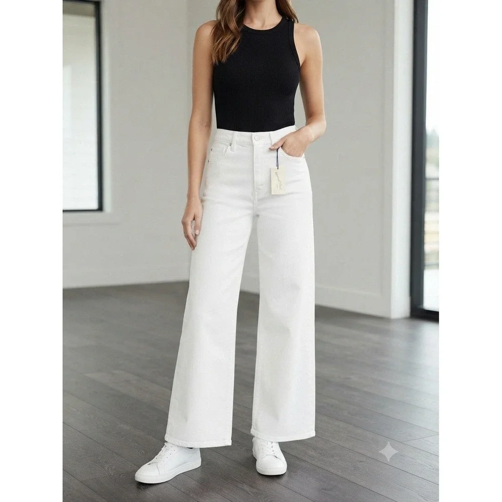 Universal Thread High-Rise Wide Leg White Denim Jeans Size 4